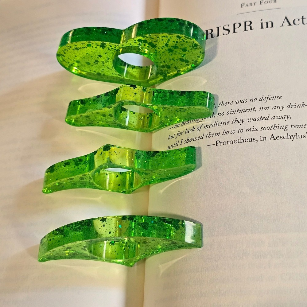 Set of 4 Handmade Resin Book Page Holder Rings Cottagecore Fairycore Reader Gift - Picture 2 of 6
